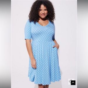 TORRID Mini Super Soft Blue Polka Dot Skater Dress size 2